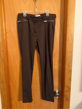 WD.NY Brown Slim Zip-Detail Trousers